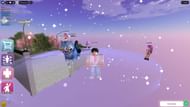 Roleplay as Jinu and Rumi on the Meetup Area's floating stage in KPDHRP (Image via Roblox)